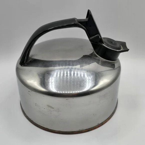 Vtg - Regal Ware Stainless Steel Copper Bottom Whistling‎ Tea Pot