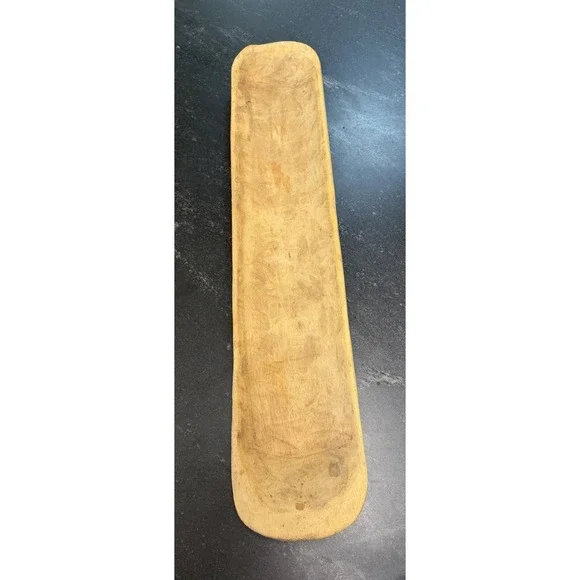 Primitive Hand Carved Wooden Dough Bowl Trencher Rustic Farmhouse Tray 28.5