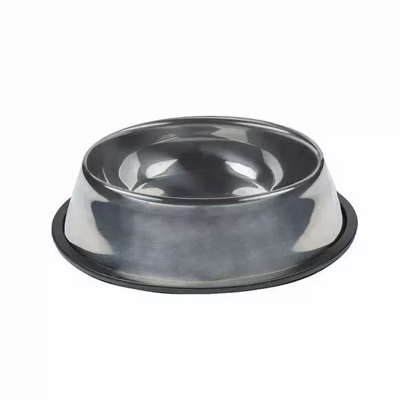 Sportpet Silver Stainless Steel Pet Bowl with Non-Skid Base for Dogs - large