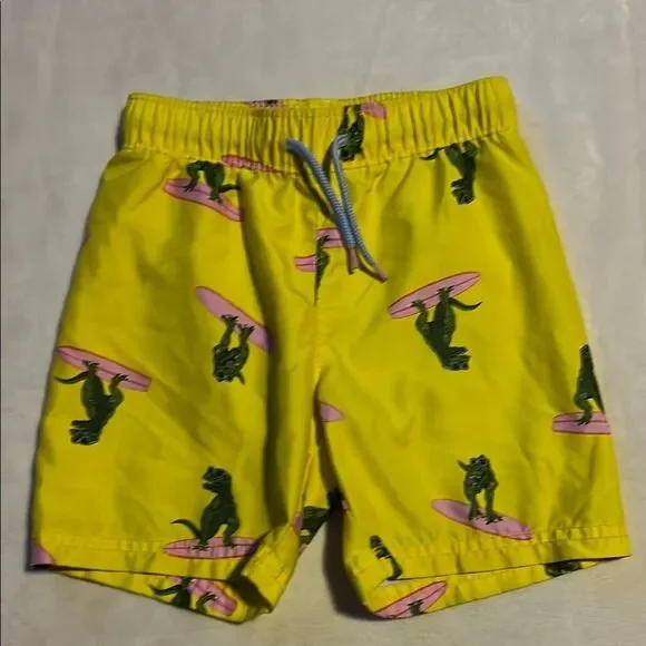 Old Navy Pink and Yellow Swim Trunks with Playful Pattern