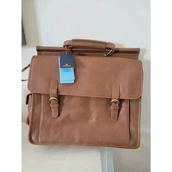 Hidesign By Scully H293 Flap Over Laptop Briefcase Brown NWT