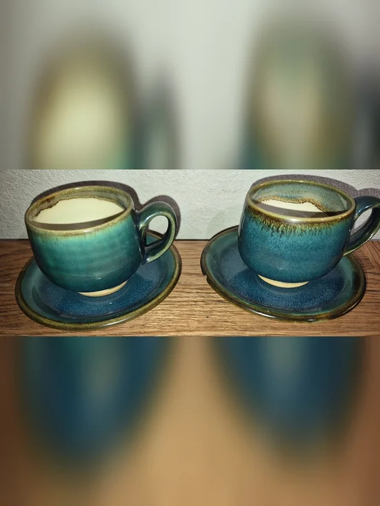 2 Vintage Otaru kiln coffee cups and saucers