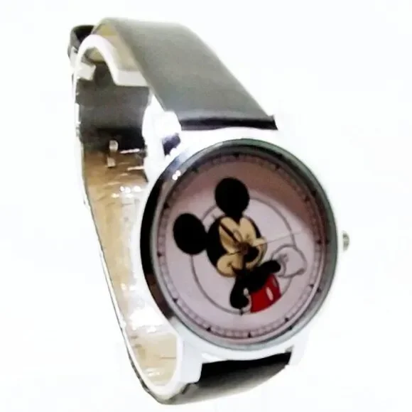 Mickey Cartoon Watch Black Band Gift Box