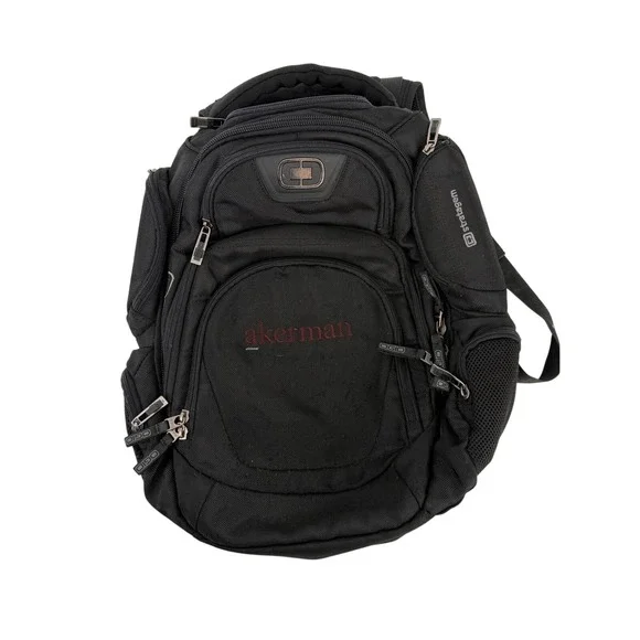 OGIO Stratagem Backpack Black Heavy Duty Laptop Travel Bag Akerman Logo‎