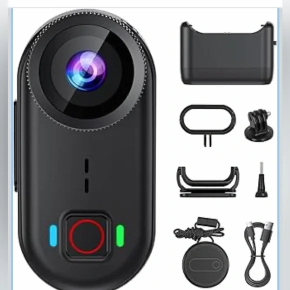 Black Action Camera with Accessories