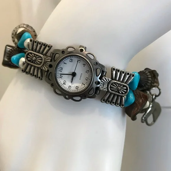 Southwestern Design Watch with Charms Beads 7.5”