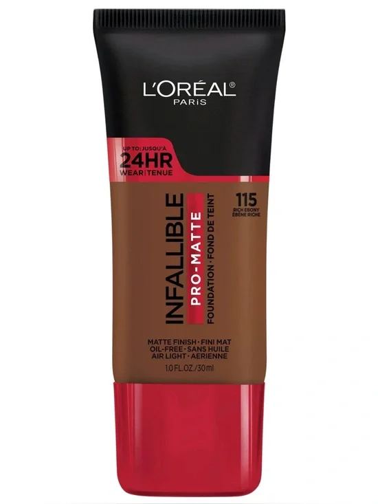 3/$12 L’Oréal 115 Rich Ebony Infallible Pro Matte 24 Hour Foundation 1oz