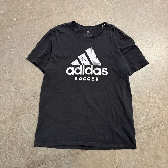 Adidas Soccer Graphic T-Shirt Mens Large Black Short Sleeve Athletic Crewneck
