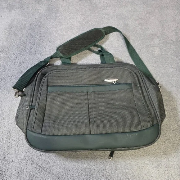 Samsonite Unisex L Briefcase Messenger Bag Green Ballistic Nylon Multi-Pocket