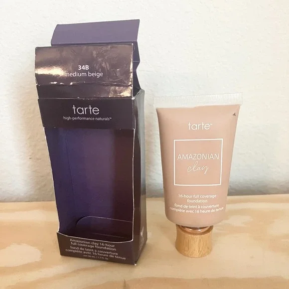Tarte Amazonian Clay Full Coverage Foundation 34B Medium Beige 1.7oz New
