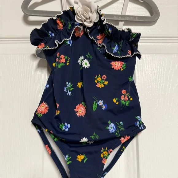 Janie and Jack Navy Floral Swimsuit