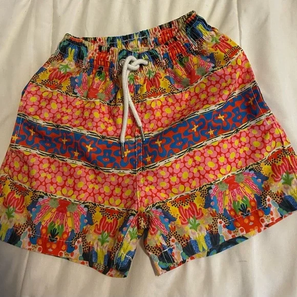 Andres Sarda Size 6 Kids Patterned Swim Trunks Vintage Luxury