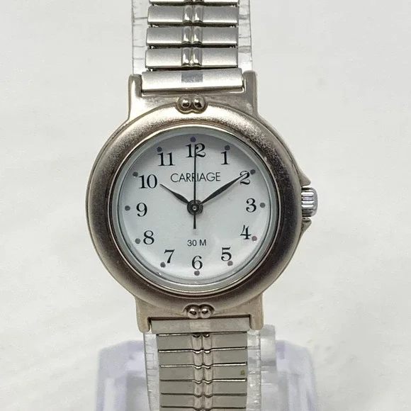 Carriage Timex Watch Women 26mm Silver Tone NO INDIGLO Matte New Batter SMALL 6