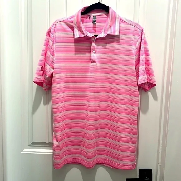 Adidas, pink and white golf shirt size‎ medium