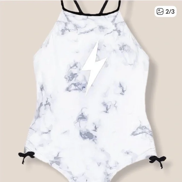 Limeapple White and Gray Kids Swim One Piece