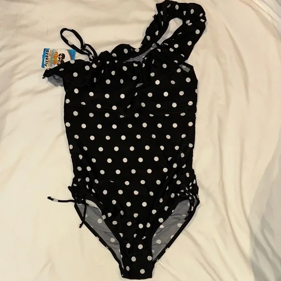 Black Polka Dot One-Piece girls’ Swimsuit