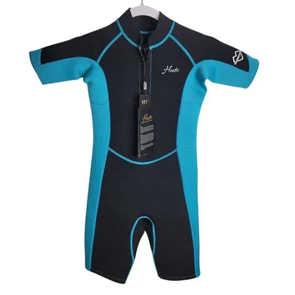 Herto Guardian Black Turquoise Front Zip Wetsuit Water Sports Outdoor Wakeboard