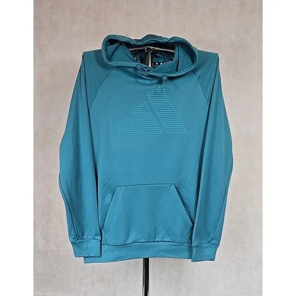 NWT Adidas Mens Hoodie Size Medium‎ Hooded Fleece Pullover Sweatshirt Logo Green