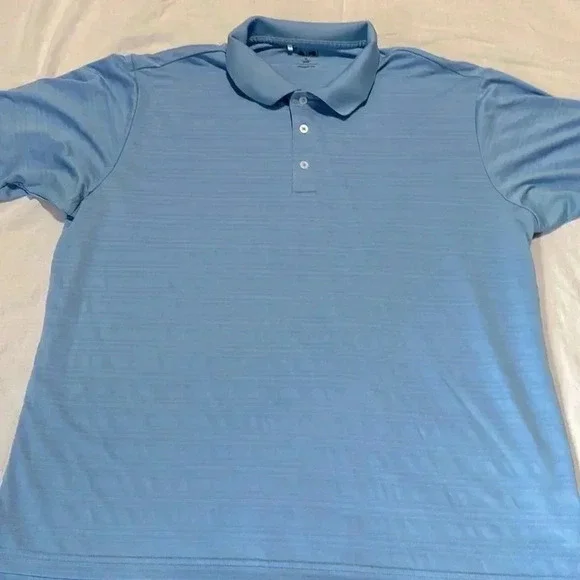 Adidas Polo Shirt Mens XL Blue Striped Short Sleeve Golf