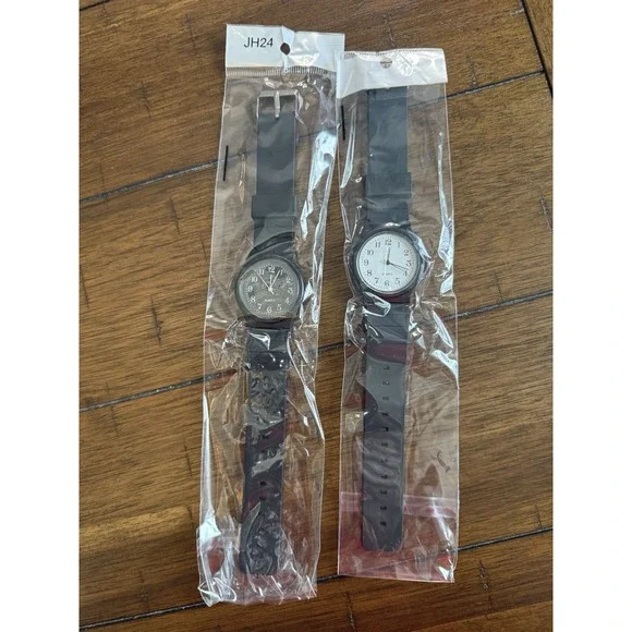 Analog Fashion Watches,‎ White Dial, Black, 2 Pieces