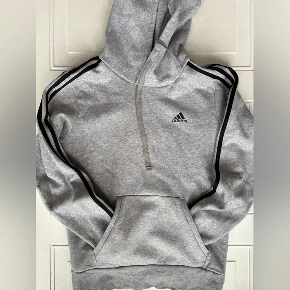 Adidas Men’s Hooded Sweatshirt Gray/Black Size Small