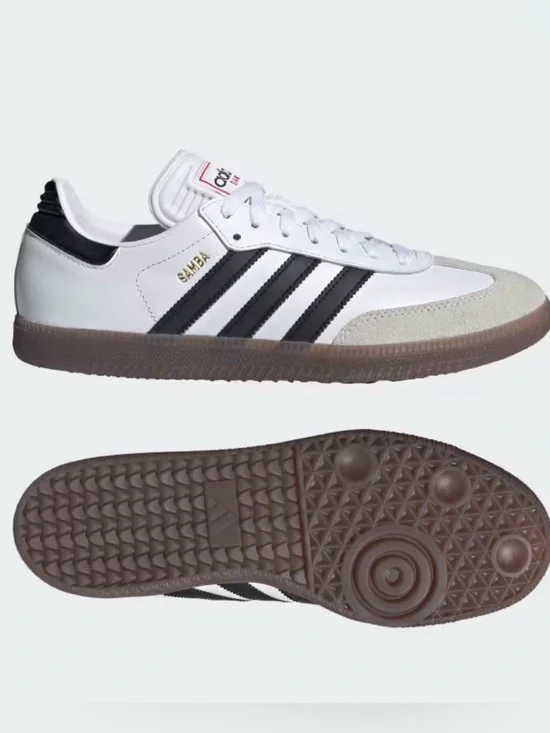 adidas Samba Leather Sneakers - White, Black, Gum