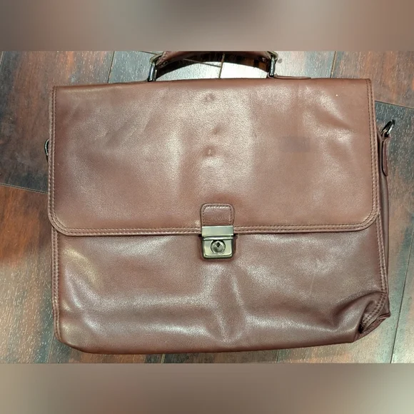 Vintage Heritage Brown Leather Briefcase Messenger Bag No Strap
