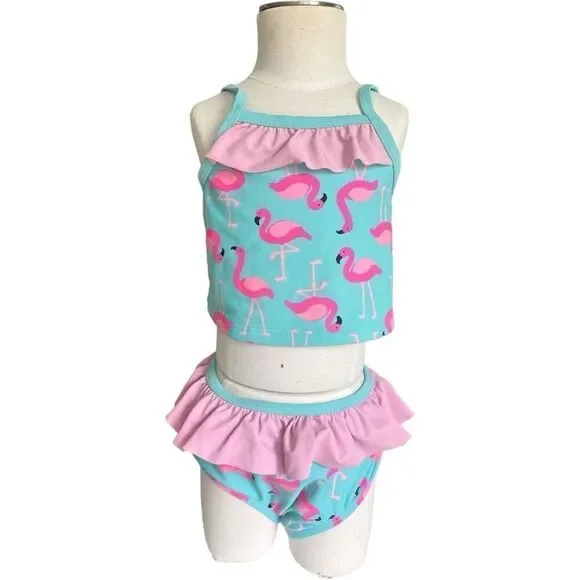 Baby Girls Starting Out Flamingo Print 2 Piece Tankini Swimsuit - Sz 18 mo