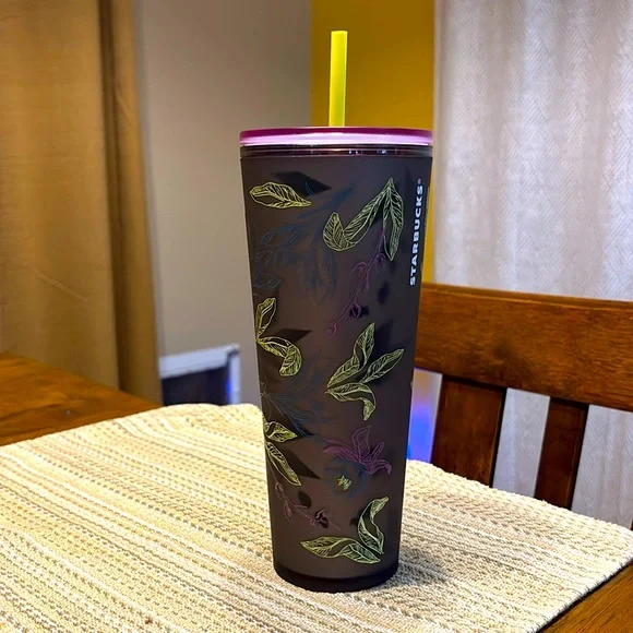 Starbucks Soft Touch Purple & Lime Green Venti 24oz‎ Tumbler NWT with Damage