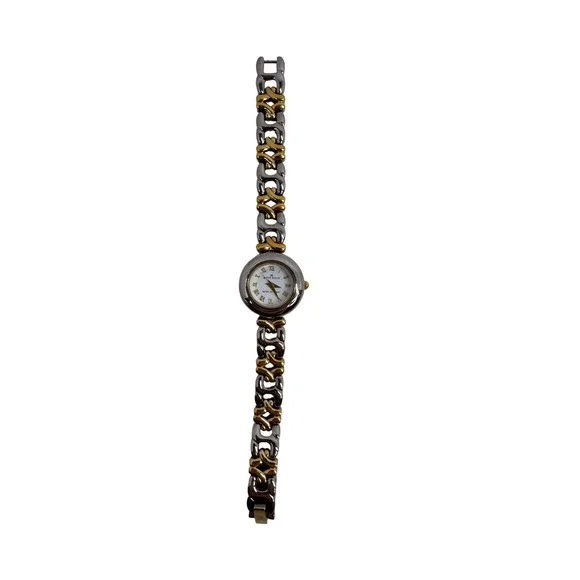 Anne Klein VinTwo Tone Chain Link Women's Watch Roman Numeral‎ White Vintage