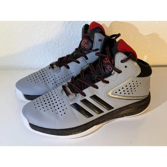 Adidas Basketball Shoes Sneakers Size 5.5 LVL029002 Gray, Red, Black‎