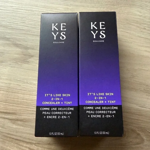 Keys Soulcare Concealer Tint 2-in-1 Like‎ Skin 370 W Tan Warm Lot of 2 NIB 1oz