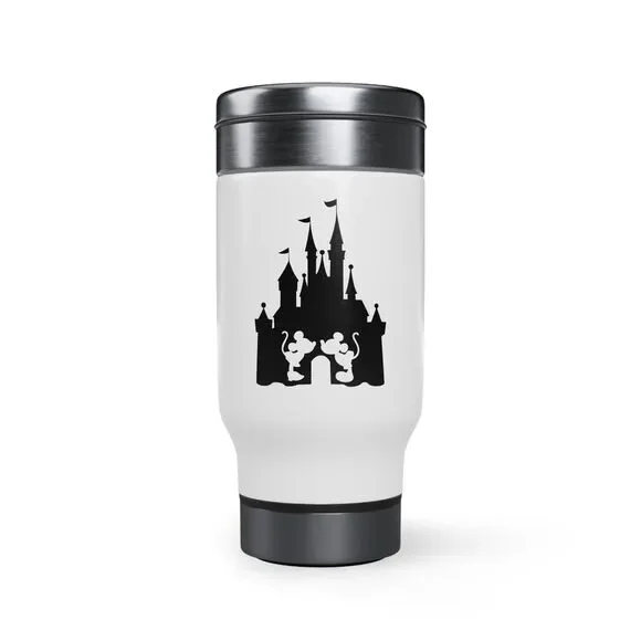 Mickey & Minnie Kissing Stainless Steel Travel Mug with Handle, 14oz