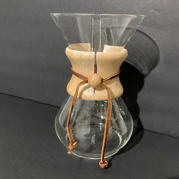 Vintage 1970s Chemex Pour Over Coffee Maker Glass And Wood