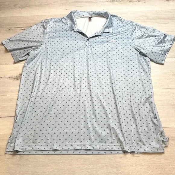 Adidas Adiprint Golf Polo Shirt Mens 2XL Light Blue PreLoved