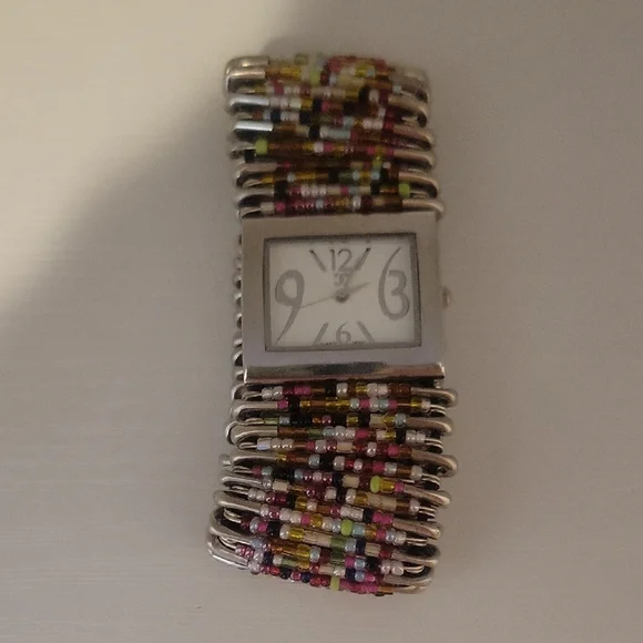 Colorful Beaded Women's quartz movement stainless back pin Watch