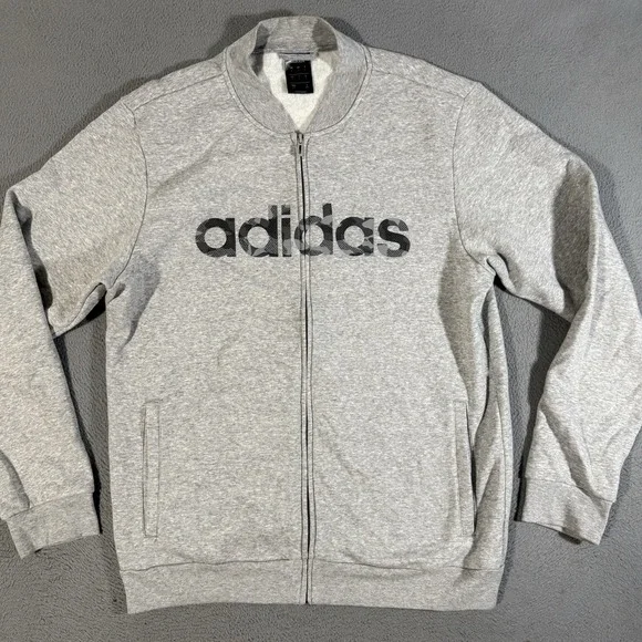 Adidas‎ Men's Full Zip Crew Sweatshirt Size Large Gray