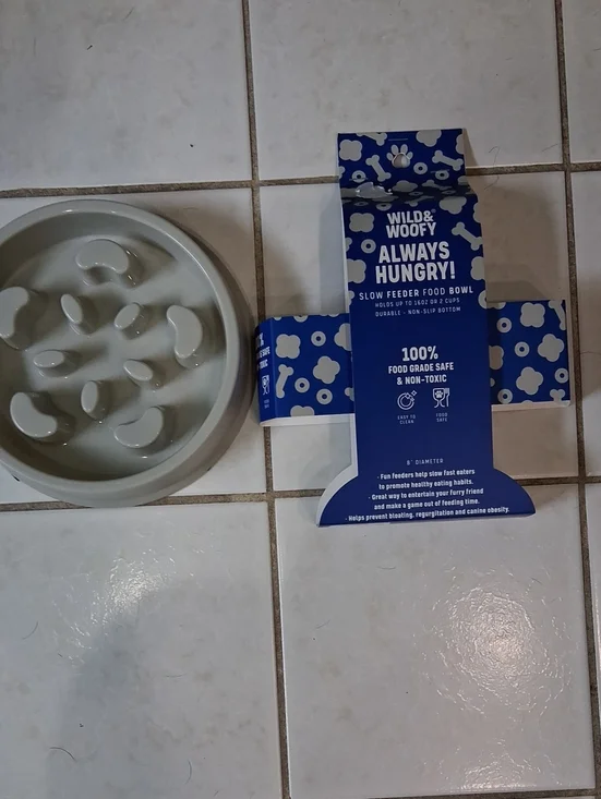 Always Hungry Slow Feeder Dog Bowl - Gray