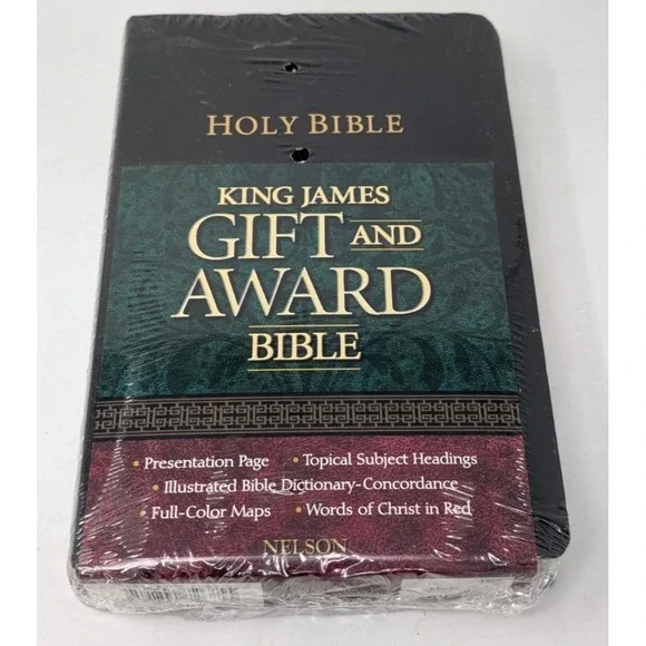 Nelson 162 Holy‎ Bible KJV Black Leatherflex Red Word King James Version New VTG