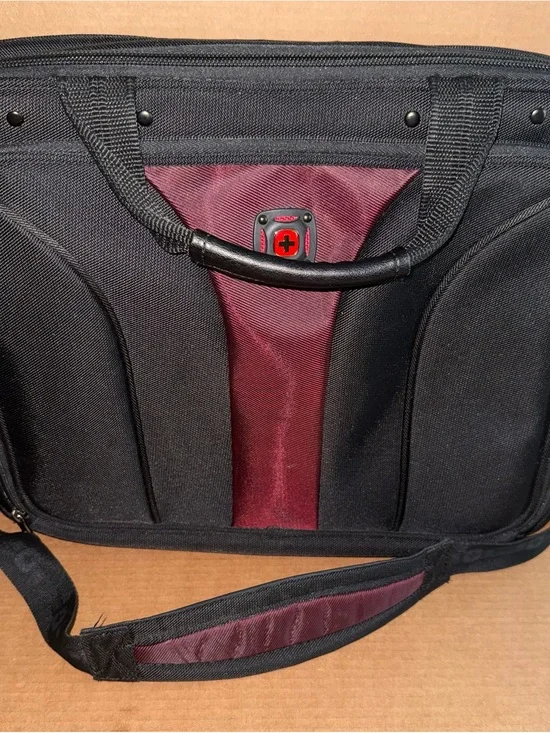 SwissGear Black and Burgundy Laptop Briefcase A21