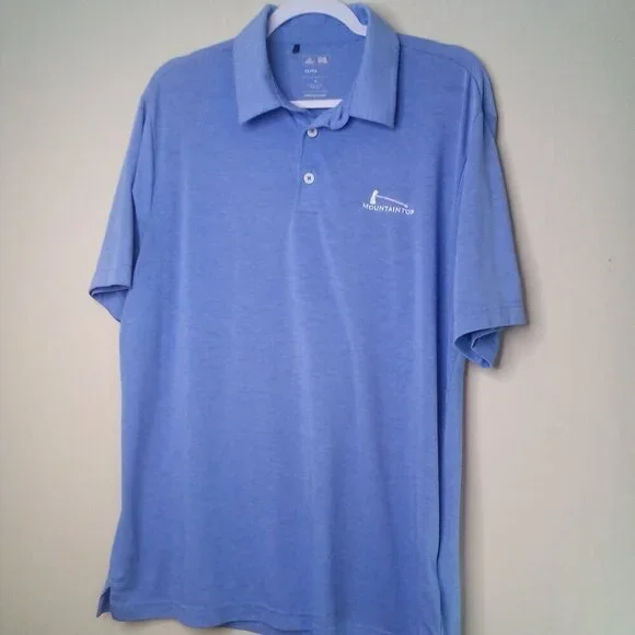 Adidas Polo Shirt Men M Mountaintop Golf Short Sleeve Blue