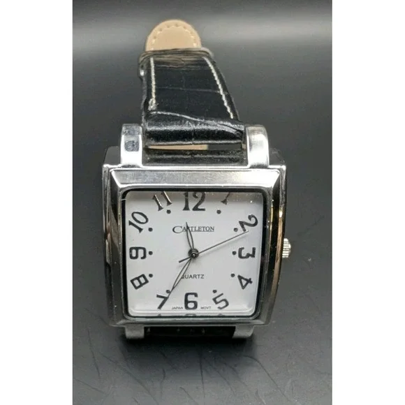 CASTLETON Quartz Black Leather Band Wrist Watch new‎ battery