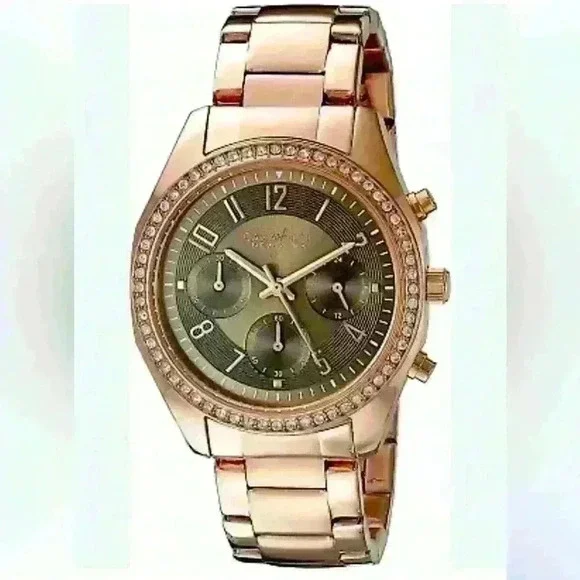 Caravelle Ladie's, Rose Gold Stainless Steel Strap, Brown Dial Watch 44L195