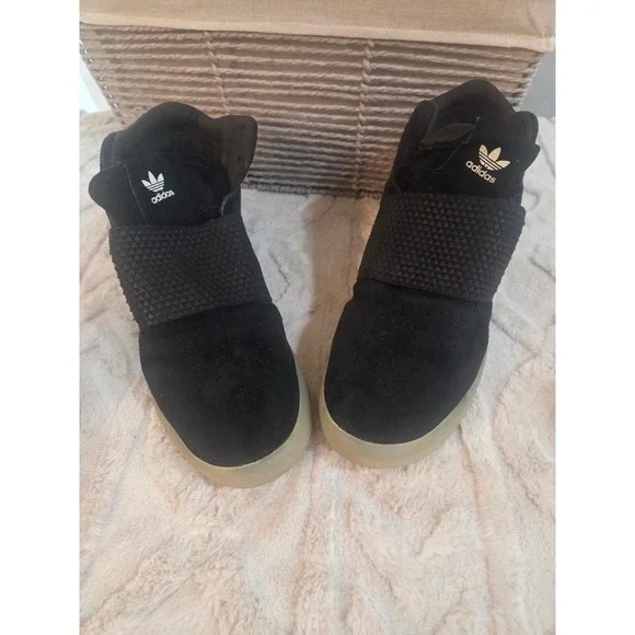 Adidas Tubular Invader Strap Mens Black Suede Mid Top Sneakers BB5037 Size 10.5