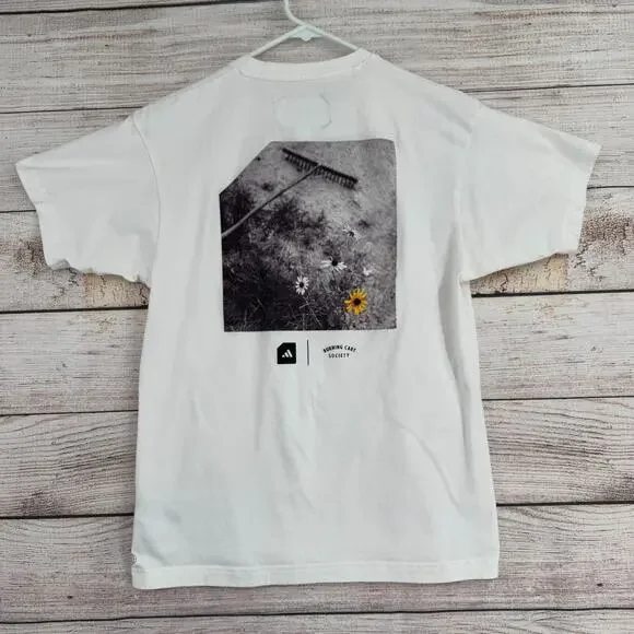 Adidas AdiCross Burning Cart Society Floral‎ T-Shirt Adult Size XS White