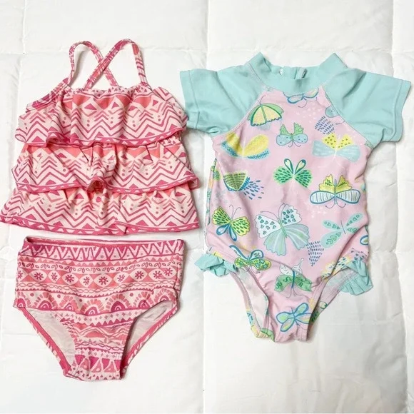 Bundle of 2 Baby Girl 9-12 Month One Piece Swimsuits