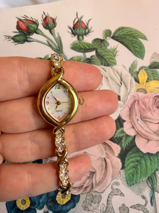 Gold-Tone Crystal Accent Women's Bracelet Watch