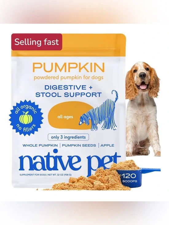 Native Pet Pumpkin for Dogs - Organic Dog Food Topper Powder - 03/11/27