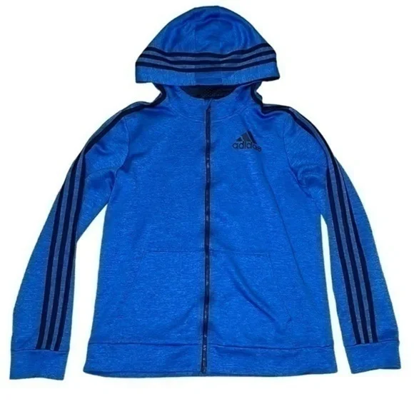 ADIDAS | BLUE ADIDAS FULL ZIP MESH LINED HOODIE