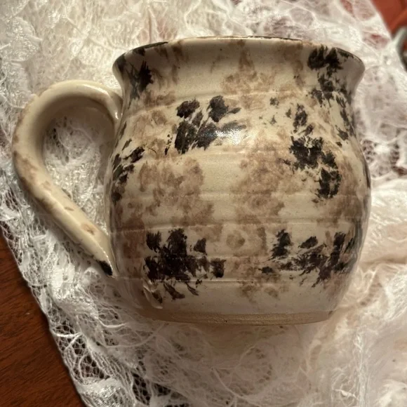 Stoneware Pottery Mug Spotted Speckled‎ Earth Tone Hand Thrown With Maker Mark